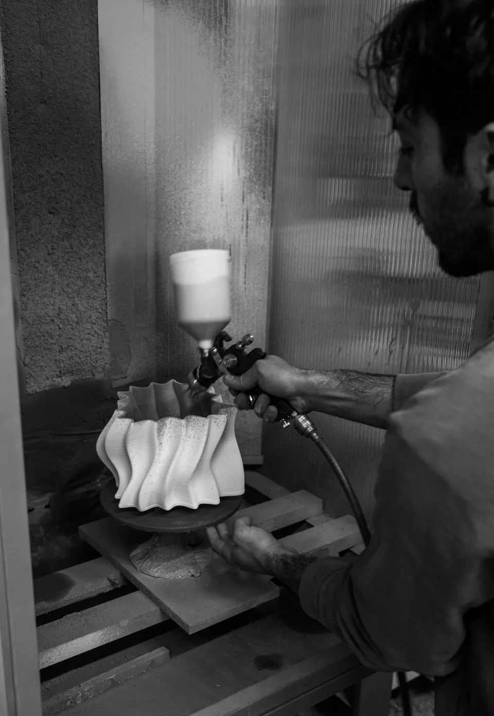 Spray-glazing a printed piece