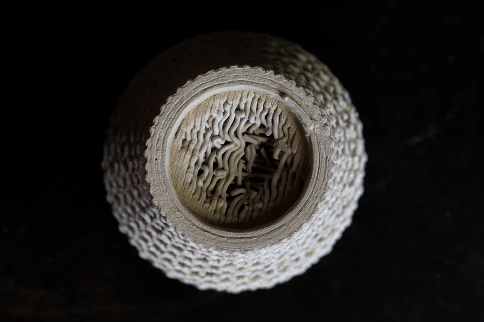Looking down into a printed vessel
