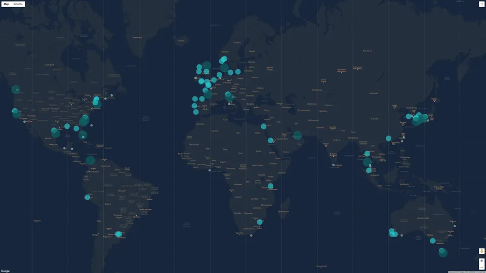 The virtual map of hypoxic zones