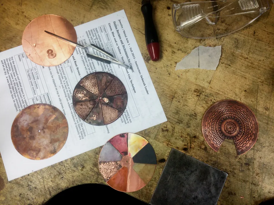 Process: test discs and patina samples